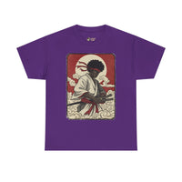 Load image into Gallery viewer, Afro Samurai Sunset T‑Shirt — Retro Martial Arts Graphic Tee
