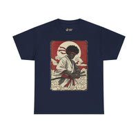 Load image into Gallery viewer, Afro Samurai Sunset T‑Shirt — Retro Martial Arts Graphic Tee