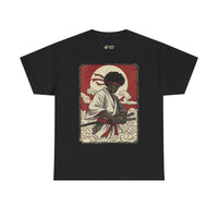 Load image into Gallery viewer, Afro Samurai Sunset T‑Shirt — Retro Martial Arts Graphic Tee