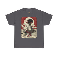 Load image into Gallery viewer, Afro Samurai Sunset T‑Shirt — Retro Martial Arts Graphic Tee