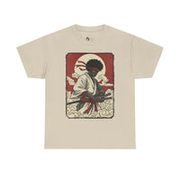 Load image into Gallery viewer, Afro Samurai Sunset T‑Shirt — Retro Martial Arts Graphic Tee