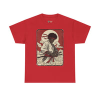 Load image into Gallery viewer, Afro Samurai Sunset T‑Shirt — Retro Martial Arts Graphic Tee
